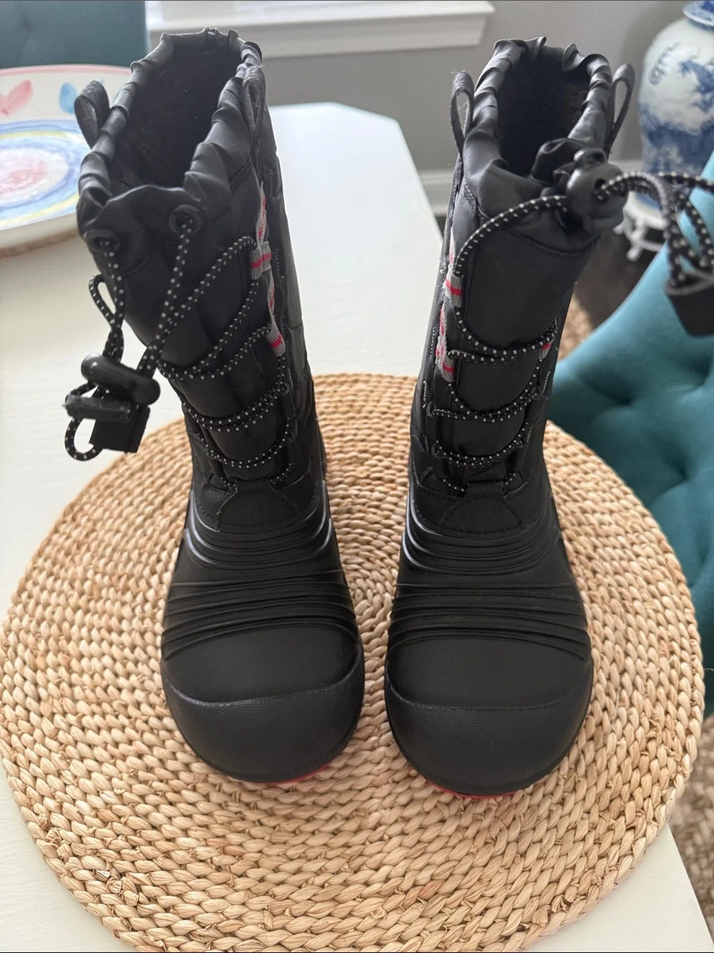 Merrell Kids Black Snow Boots with Gray and Red Accents